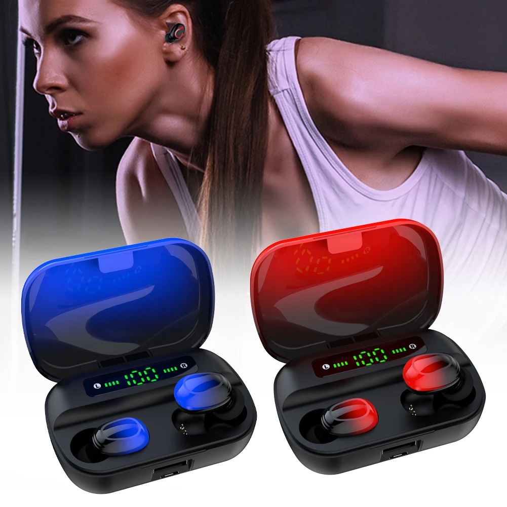 

Erilles new bluetooth earphone digital touch mobile power bluetooth headset with LED power display eliminating noise reduction