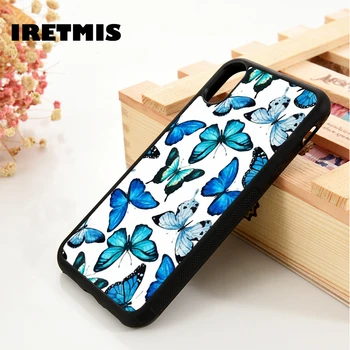 

Iretmis 5 5S SE 6 6S TPU Silicone Rubber phone case cover for iPhone 7 8 plus X Xs 11 Pro Max XR Blue Butterflies