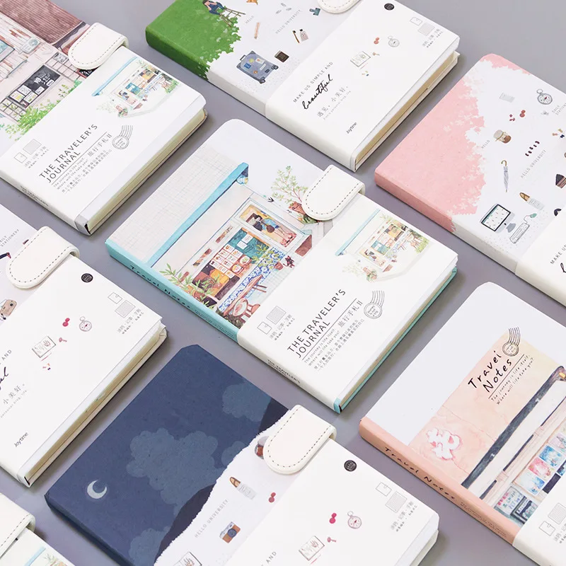 

Shimei new style fresh meets small beautiful color inside page travel diary magnetic buckle hard copy Notepad