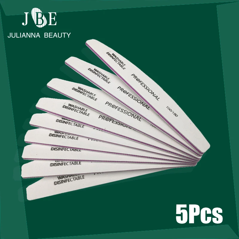 

Пилка для ногтей профессиональная, 100/180 Грит, 5 шт.