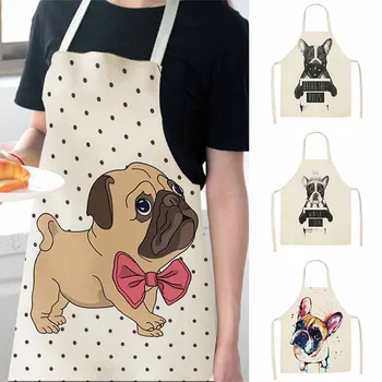 

Anti-fouling Cotton Linen 1Pcs for Men Women Cartoon Dog Home Cleaning Tools Sleeveless Kitchen Apron Printed
