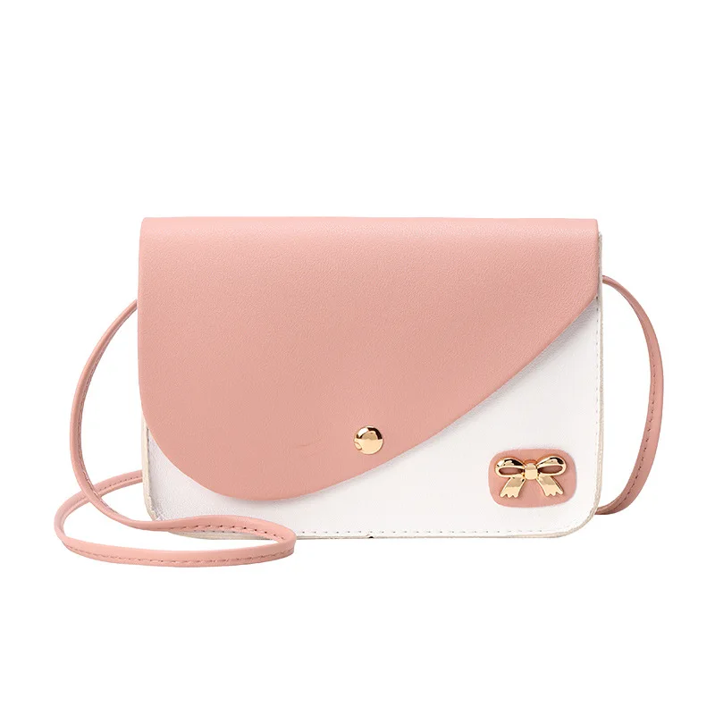 

2020 women's bag one-shoulder messenger bow tie hit color rope small square bag Korean version of simple