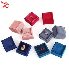 Изящная квадратная коробка для колец, красочное вельветовое свадебное кольцо, органайзер для хранения серег, чехол, ювелирная посылка на день рождения, подарочная коробка