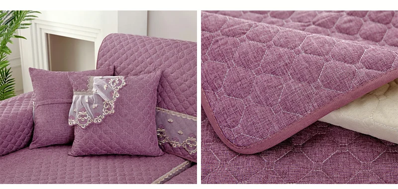 Европейские секционные чехлы для диванов с однотонным кружевным декором для гостиной, Нескользящая подушка для сидения, угловой диван-кровать, 3 места