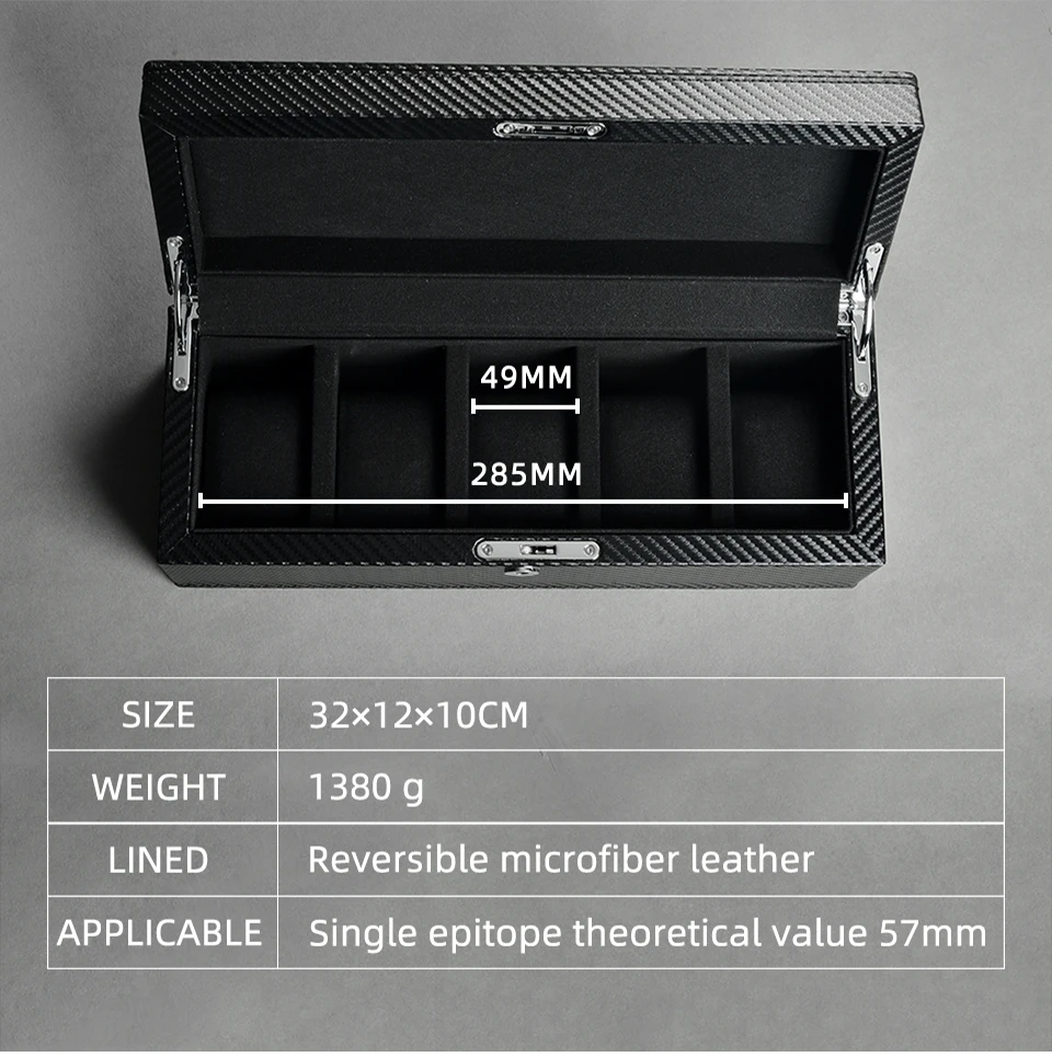 Углеродное волокно 5 Сетка Коробка для часов роскошный дисплей часов коробка для хранения