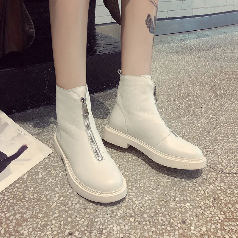 All-match Tide White England Short Boots Women's Boots Boots 2019 Handsome Boots