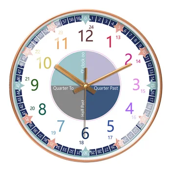 

12-Inch 30cm Ultra-Quiet Home Classroom Living Room School Art Clock Early Education Learning Creative Hanging Clock