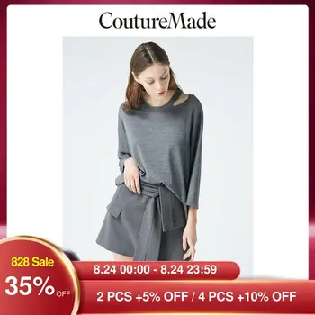 

Vero Moda Couturemade Women's Silk Cut-Out Collar 3/4 Bat Sleeves Knit Top | 319113537