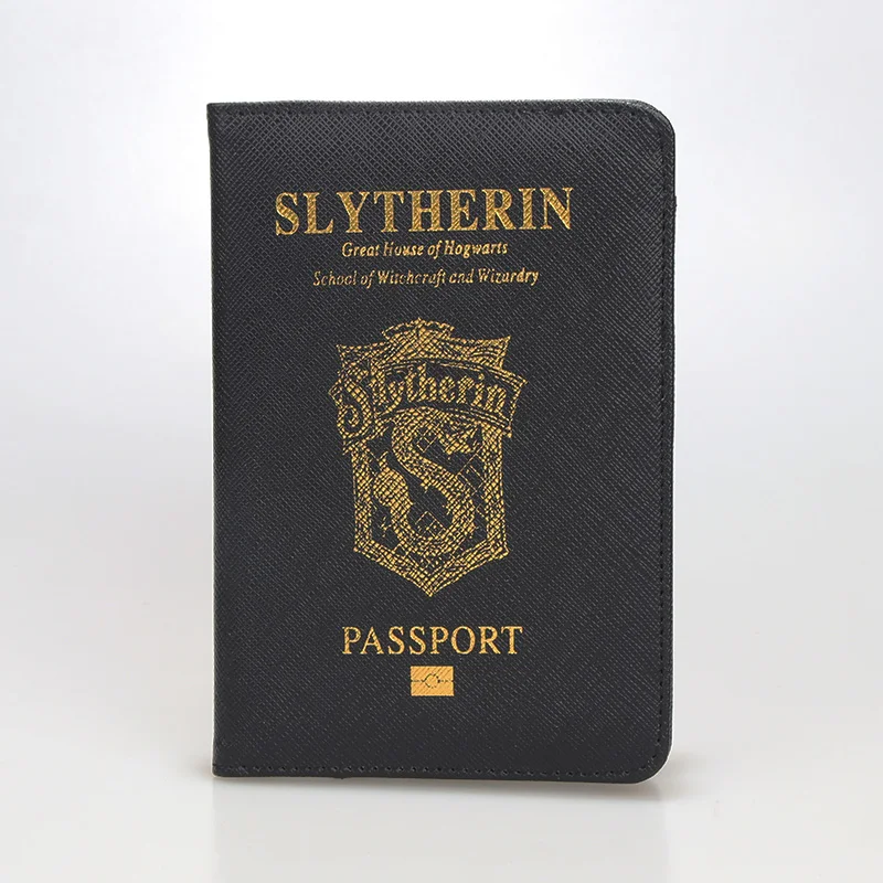 HEQUN Hogwarts Rfid блокирующая Обложка для паспорта Slytherin Gryffindor Ravenclaw Hufflepuff Держатель для паспорта Дорожный Чехол для паспорта
