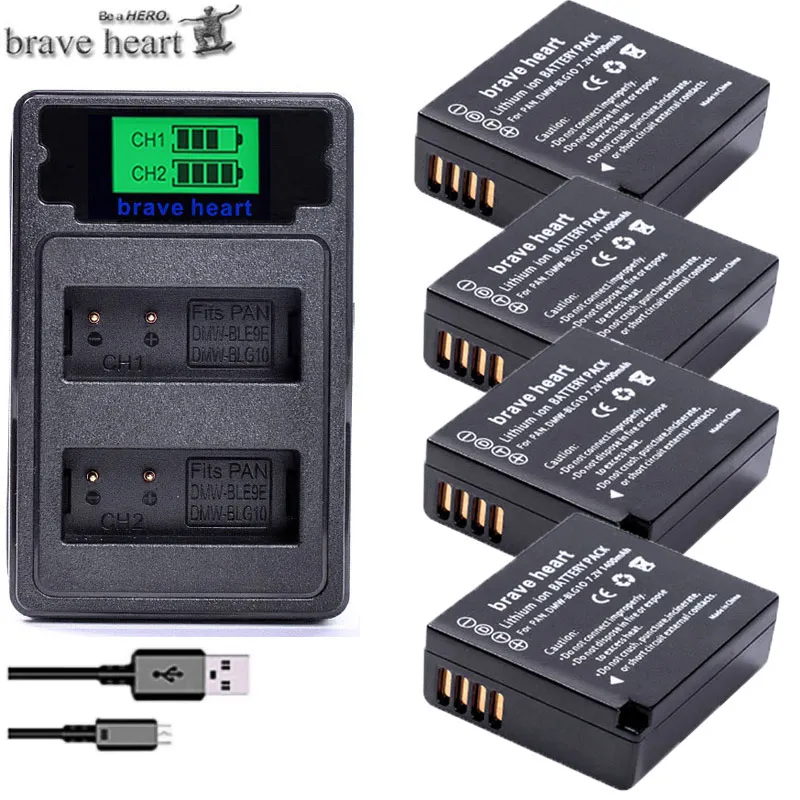 DMW-BLG10 ДМВ BLG10 BLE9E BLE9 DMW-BLE9 BPDC15 Батарея+ ЖК-дисплей Dual USB Зарядное устройство для цифрового фотоаппарата Panasonic LUMIX GF5 GF6 GX7 LX100 GX80 GX85 - Цвет: charger and 4battery