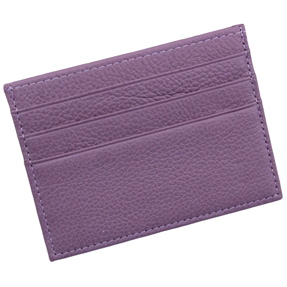Кожаный небольшой ID держатель для кредитных карт Тонкий Карманный чехол держатель для id карты tarjetero porte carte bancaire porte carte - Цвет: Purple