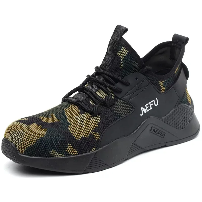 JF new style green DEWBEST/Мужская Рабочая защитная обувь; модные кроссовки; уличные мужские военные армейские ботинки со стальным носком; противоударные рабочие защитные ботинки - Цвет: JF new style green