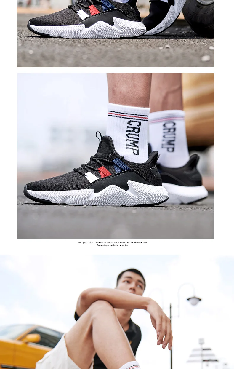 Peak Men Walking Shoes Comfortable Breathable Mesh Casual Sports Shoes Youth Lifestyle Fashion Street Shoes Sneakers