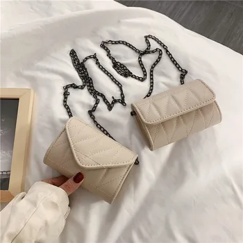 

Single shoulder slant span small bag chain women's bag 2020 new all-in-one color bump girl small square bag mobile phone bag