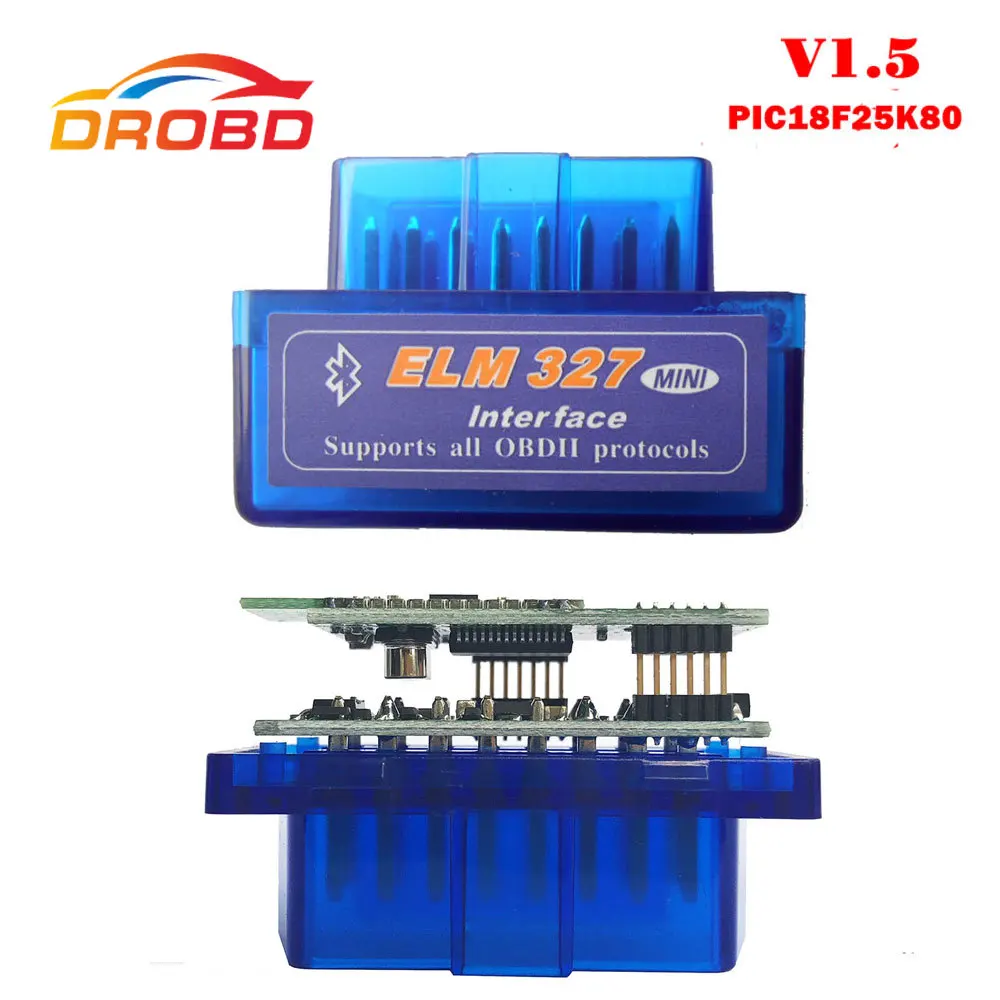 

Super Mini Elm327 Bluetooth OBD2 V1.5 Car Diagnostic-Tool Scanner Elm327 With PIC18F25K80 Chip OBDII Adapter Auto DiagnosticTool