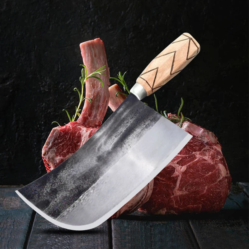 

8Inch Forged Handmade Steel High Carbon Chopping Knife Butcher Bone Meat Chicken Kitchen Tools Chinese Chef Knife Boning Slicing