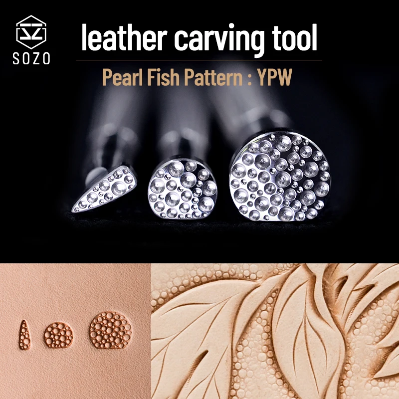 SOZO YPW Lather Work Carving Tool Pearl Fish Partten DIY Handmade Stamping-Print Embossing Stamps 304 Stainless Steel carving tool leather stamp punch