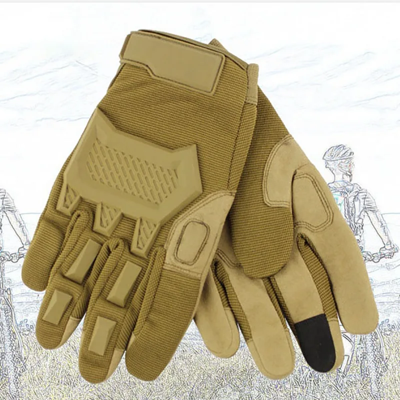 Мужские спортивные перчатки на полный палец с сенсорным экраном на открытом воздухе Тактические перчатки военные страйкбол стрельба охота с твердыми костяшками - Цвет: C