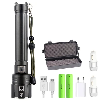 

XANES XHP90.2 Zoomable Flashlight USB Charging 3 Modes IPX6 LED Light 18650 Battery Tube Charger USB Cable Lamp Torch Lantern