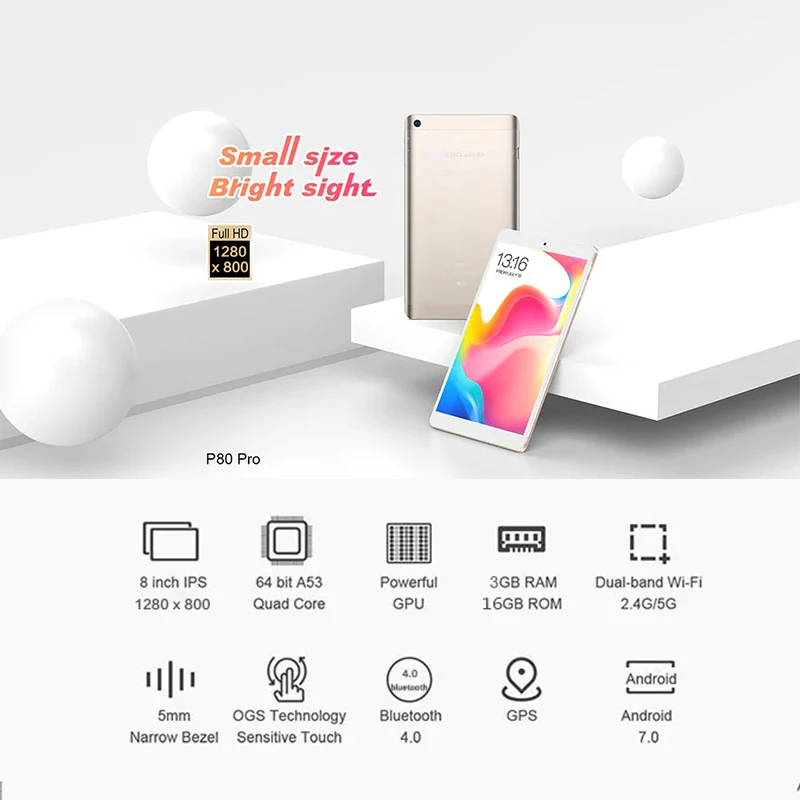 Teclast P80 Pro планшетный ПК 8,0 дюймов Full HD Android 7,0 3 Гб ram 16 Гб eMMC rom MTK8163 четырехъядерный двухъядерный процессор WiFi HDMI gps 5000 мАч