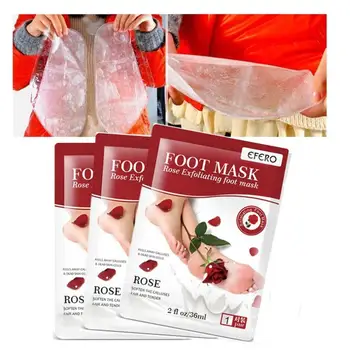 

1PC Rose Foot Mask Socks Baby Feet Exfoliating for Legs Skin Pedicure Peeling Detoxing Feet Mask Heels Remove Dead