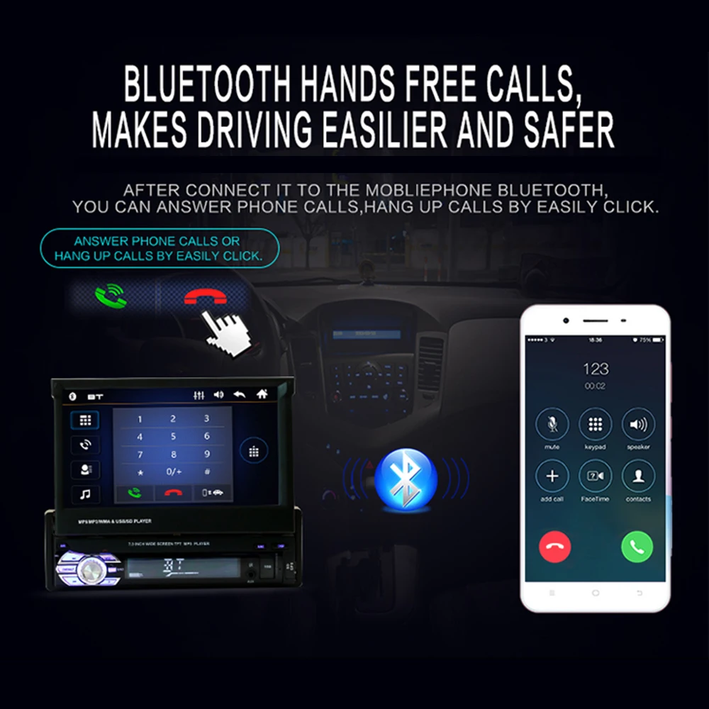 1080P Автомобильный MP5 плеер Выдвижной Bluetooth Автомобильный MP5 универсальный gps 7 дюймов Автомобильный Bluetooth MP5