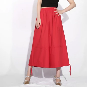

clear stocks 2020 New Spring Winter High Elastic Waist Red Pocket Split Joint Loosewide Leg Pants Women Trousers Fashion Tide