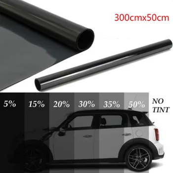 

300cmx50cm Black Car Window Foils Tint Tinting Film Roll Car Auto Home Window Glass Summer Solar UV Protector Sticker Films