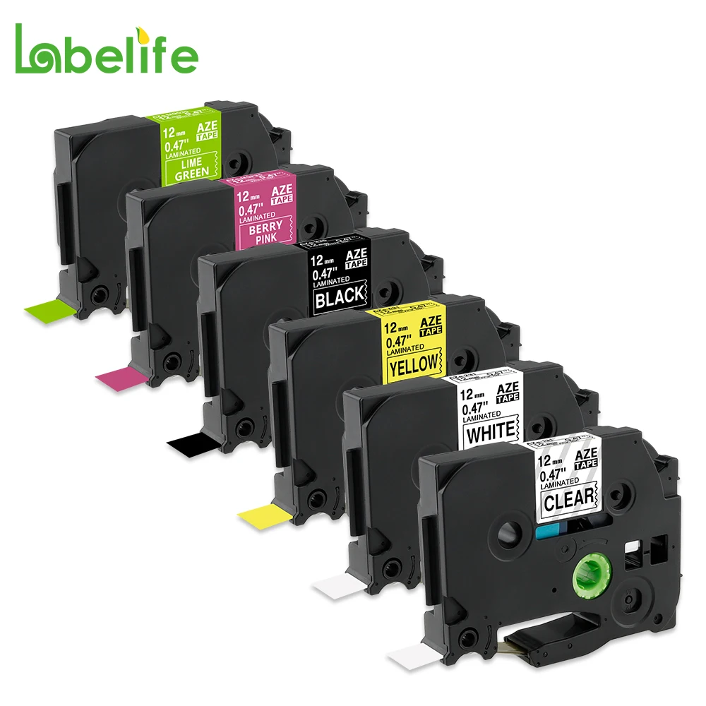 Labelife 6pcs 12mm TZe-131 TZe231 TZe631 TZe-335 TZe-MQP35 TZe-MQG35 Multi-color Compatible for Brother Label Printer Tape | Компьютеры и