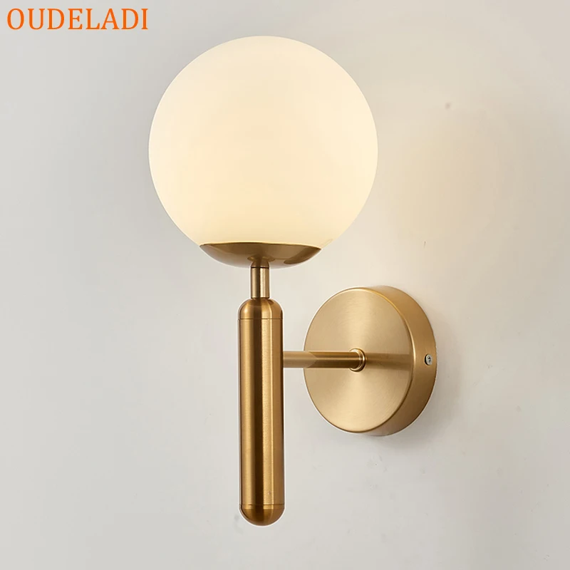 

Nordic glass ball wall lamp modern living room bedroom bedside lamp hotel aisle corridor wall lamp