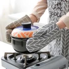 Новые хлопковые перчатки для духовки, термостойкие рукавицы для микроволновой печи, кухонные перчатки для приготовления пищи, утепленные Нескользящие перчатки, прихватки для горшков, набор