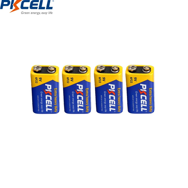 4 шт. PKCELL 9 V 6F22 сверхмощная углеродная цинковая батарея вольт равная CR9V ER9V 6LR61
