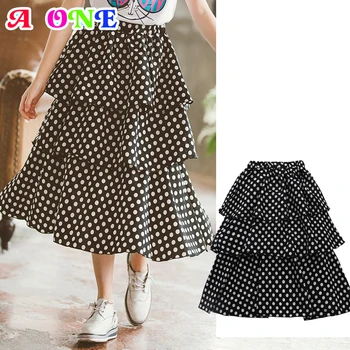 

tutu skirt girls skirts for kids Summer casual black A-line dot skirt outdoor princess bottom clothing 5 to 14 years