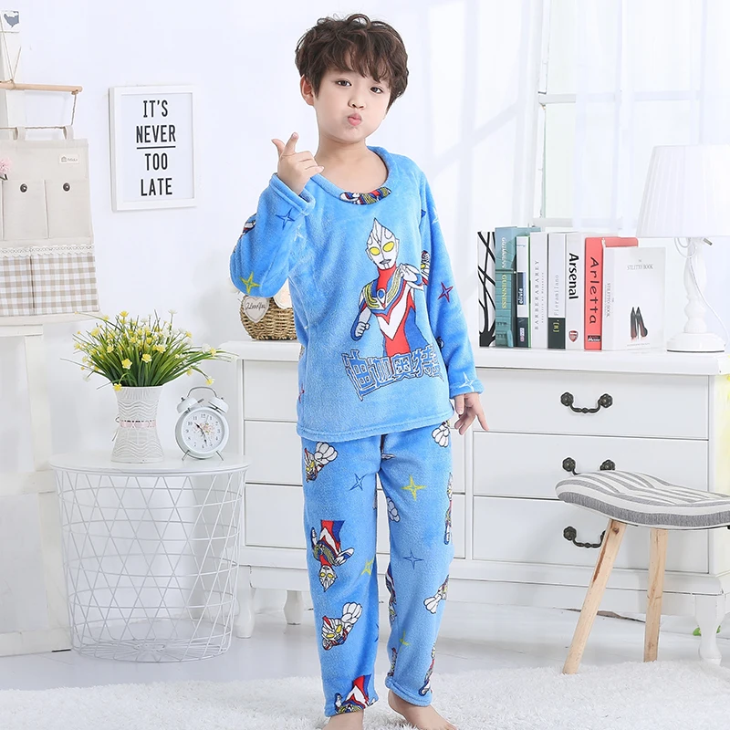 Лидер продаж, зимняя детская флисовая Пижама теплая фланелевая одежда для сна для девочек детская пижама из кораллового флиса домашняя одежда Пижама для девочки t - Цвет: color at picture
