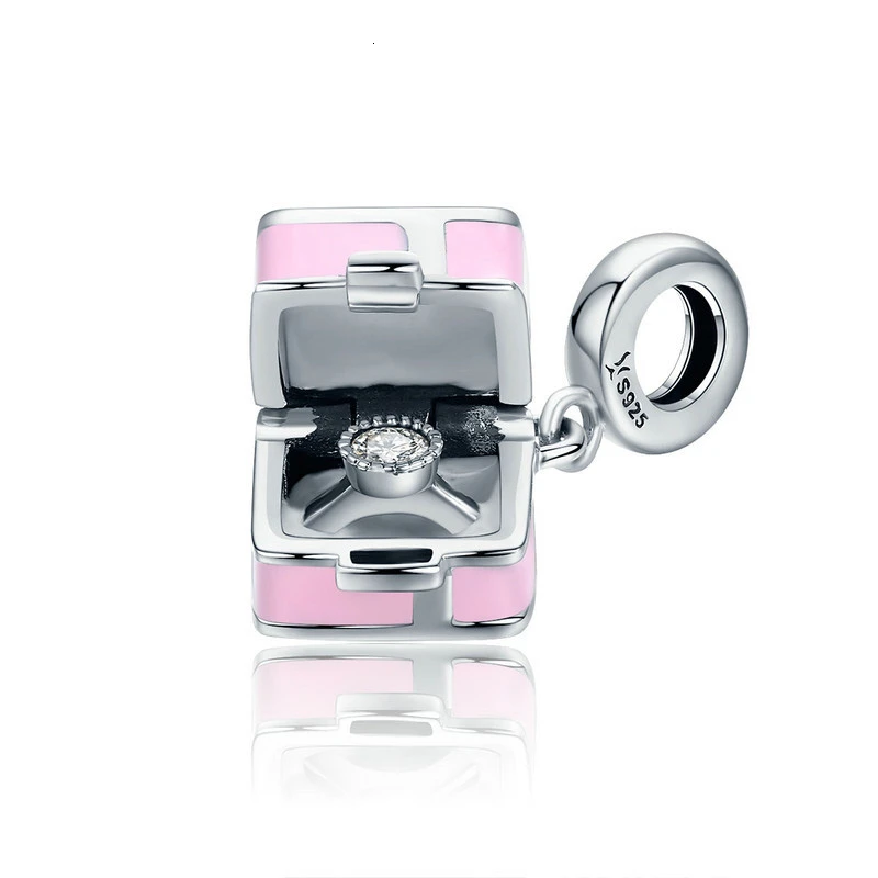 Новинка ЗИМЫ, 925 пробы, серебряный, романтичный, розовый, разноцветный, коробка для макияжа, шарм, подходит для оригинального браслета, бусины, сделай сам, ювелирное изделие - Окраска металла: BM212