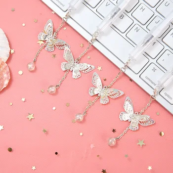 

36 pcs/lot Kawaii Butterfly Pendant Gel Pen Cute 0.5 mm Black ink signature Pens Promotional Gift Stationery School Supplies