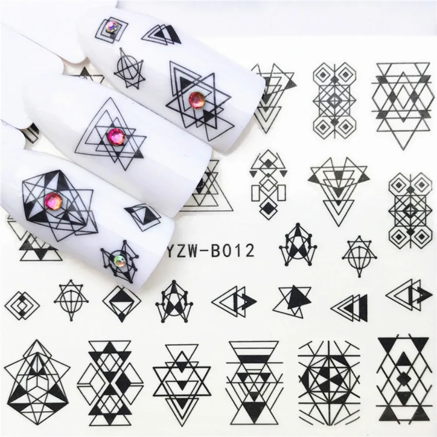 

1 Pcs Sexy B012 Black Pattern Nail Slider Black Russia Letter Sticker Summer Flamingo Decals Adhesive Manicure Nail Decorations