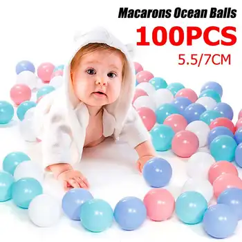 

100pcs 7cm Balls Pool Balls Soft Plastic Ocean Ball For Playpen Colorful Soft Stress Air Juggling balls Sensory Baby Toy