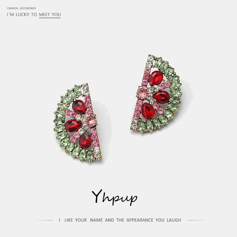 Yhpup, трендовые милые романтические стразы, серьги-гвоздики, креативные, фруктовые, цветные, Brincos, женские, девичьи, вечерние, ювелирное изделие, подарок