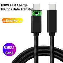 Emark 10Gbps Data Cable Support 5A 100W PD Charge USB3.1 Gen2 Video Cable USB C Male to Male for Thunderbolt 3 MacBook Pro XPS Emark 10Gbps Data Cable Support 5A 100W PD Charge USB3.1 Gen2 Video Cable USB C Male to Male for Thunderbolt 3 MacBook Pro XPS