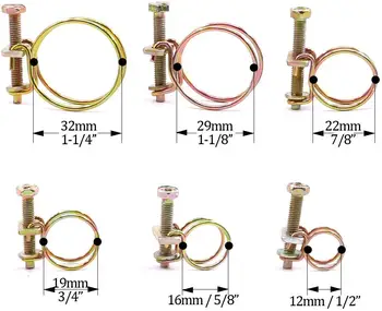 

42-Pcs 6-Size Adjustable Steel Wire Tube Hose Clamps Assortment Kit - Size included 1/2'', 5/8'', 3/4'', 7/8'', 1-1/8'', 1-1/4''