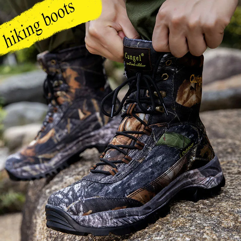 Mens outdoor hiking shoes waterproof camo boots camp climb Athletic antiskid 10 