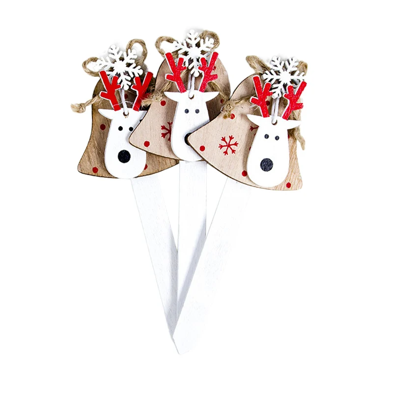 Christmas Baking Decorations Christmas Birthday Cake Card Wooden Ornament With A Snowy Elk Head Christmas Gift - Цвет: D