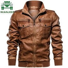 Военные армейские мужские мотоциклетные кожаные куртки куртка с воротником-стойкой мульти-карманный, из искусственной кожи пальто Европейский Размер Dropshipping дропшиппинг