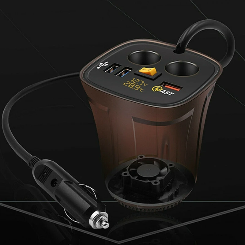 Автомобильный держатель для чашки прикуривателя вольтметр 12 В USB разъем зарядное