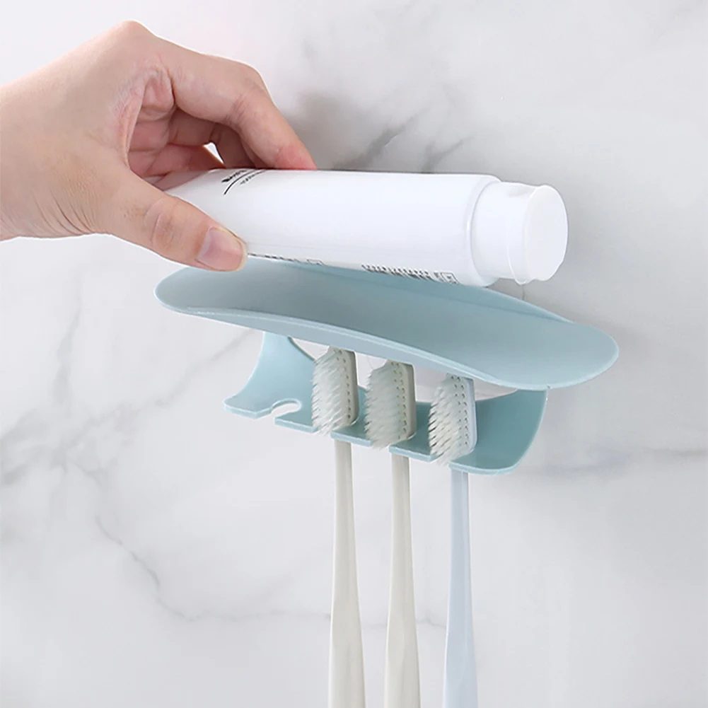 4 Grids Toothbrush Holder Wall Mount Sticky Non Slip Hotel Home Multifunctional Drying Bathroom Rack Decorative PP Suction