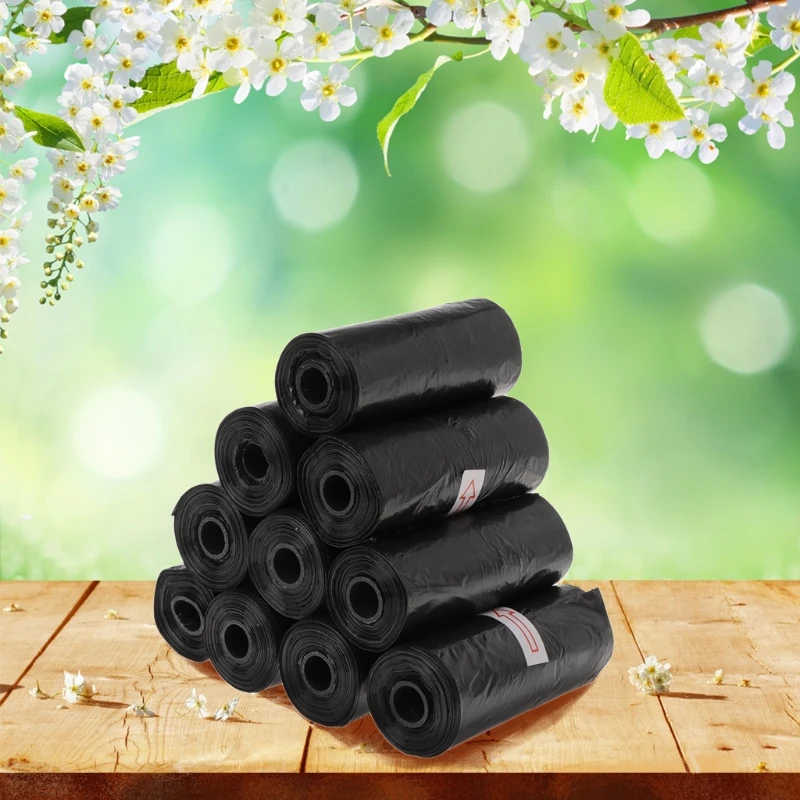 10 rollos/juego de bolsas de basura degradables para excrementos de mascotas, basura para hogar, cocina, residuos negros
