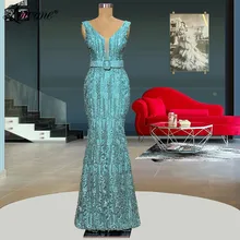 

Lowime Beading Evening Dresses 2022 Lace Mermaid Prom Gown Middle East African Celebrity Dresses Wedding Party Dress Custom Made
