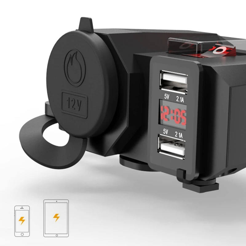 Водонепроницаемый двойной USB мотоцикл автомобильное зарядное устройство адаптер питания Прикуриватель разъем для мобильных телефонов gps камера MP3