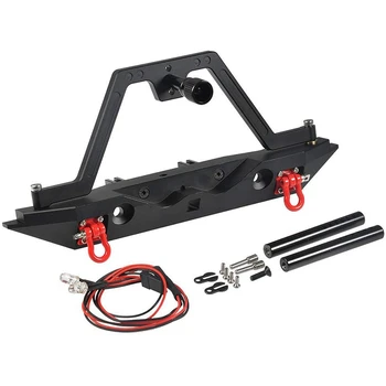 

Rear Bumper Bull Bar with Spare Tire Rack/LED Lights for Traxxas TRX4 AXIAL SCX10-II 90046 1/10 RC Model Crawler Car